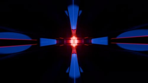 Futuristic 3d render, vj loop, technology tunnel with lights reflections metal