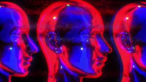 Glitch Effect Abstract Human Head Loop Background