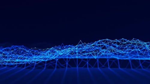Digital Blue Mesh Waves with Points and Links Ai Technology Network Surface Abstract Technology Big