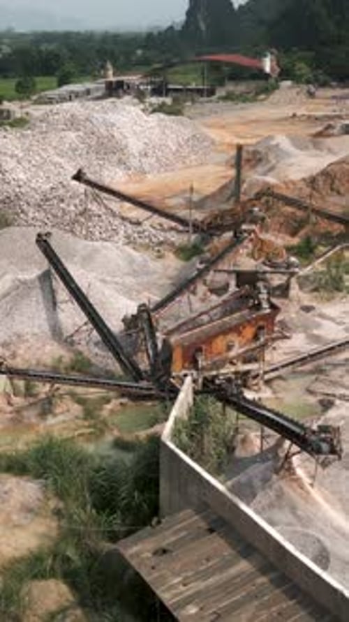 Aerial View of a Mineral Micronization Factory for Cement Manufacturing Near the Quarries in Hanoi