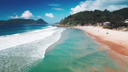 Brazilian Beach Perfect Sandy Beach with Turquoise Water and Gentle Wave Crashing on the Shore Morro