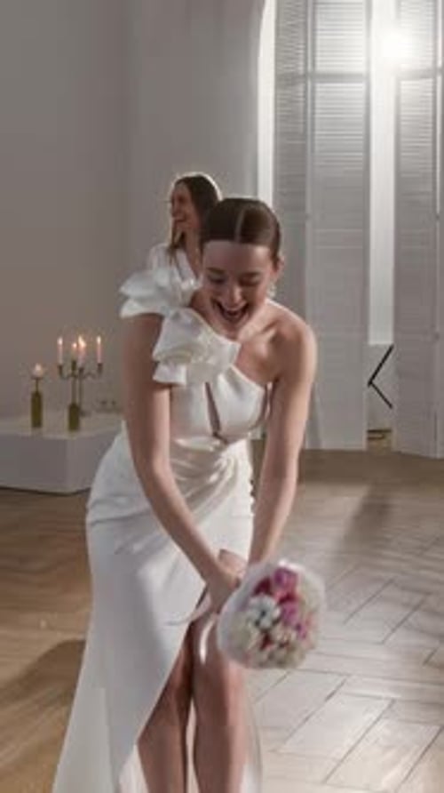 Bride Tossing Bouquet