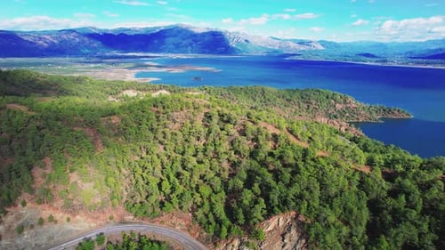 Cinematic Drone Flight Over Pristine Nature Forest Fethiye Turkiye