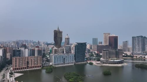 Panorama Of The Whole Of Macau With Large Buildings