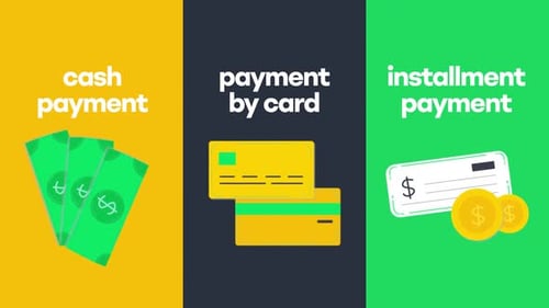 Flat Design Animation of Cash Card and Installment Payments