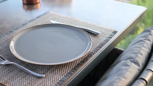 Empty Blank Ceramic Dish on Table
