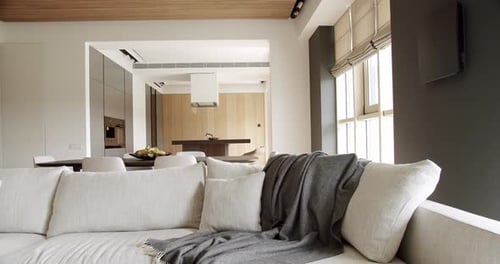 Modern Living Room Interior with White Sofa