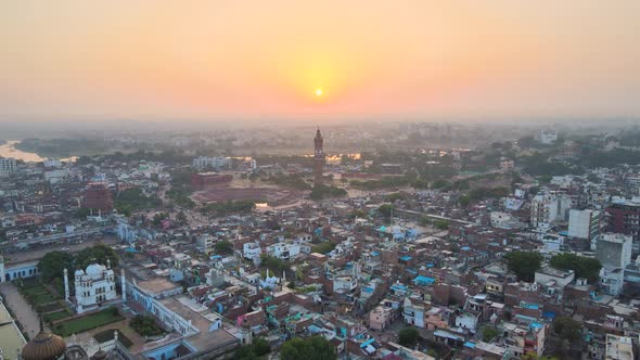 Aerial shot of Lucknow, with the Clock Tower prominently visible ...