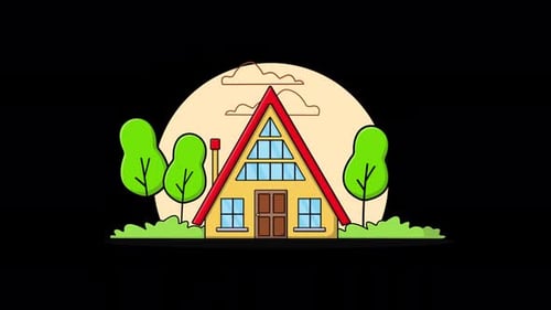 Wooden Cottage in Forest Animation Video - Transparent