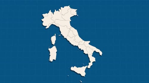 Minimalist Italy Map Assembly by Regions Animation