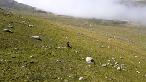 Footage Of Man Riding A Bicycle In Alpine Meadows