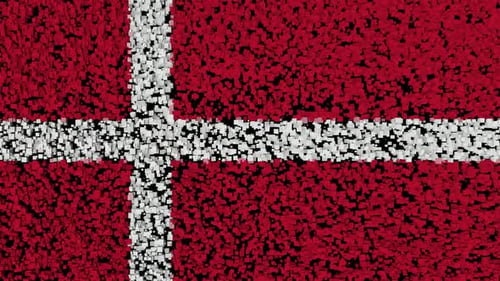 Danish Flag Animated with Shifting Cubes Texture