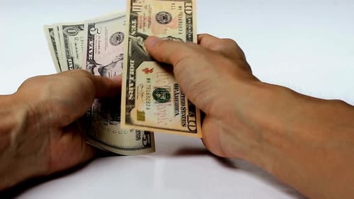 counting money, dollar money. counting cash