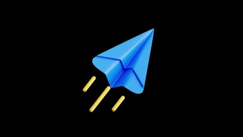 3D Blue Paper Plane Flying Animation
