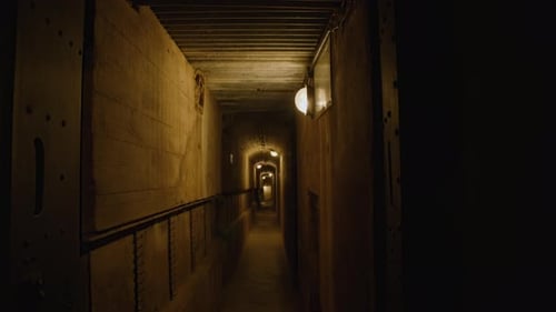 Dark, Dimly Lit Tunnel Leads Deeper