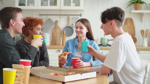 Home Party Friends Spending Time Together Having Fun Laughing Communicating at Home Happy Diverse
