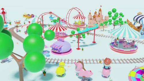 Whimsical Amusement Park Scene
