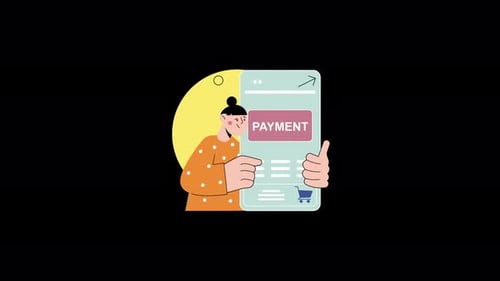 Illustration of a woman making an online payment