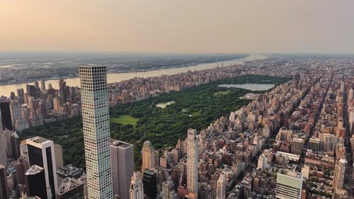 Aerial View of Manhattan Skyline and Central Park