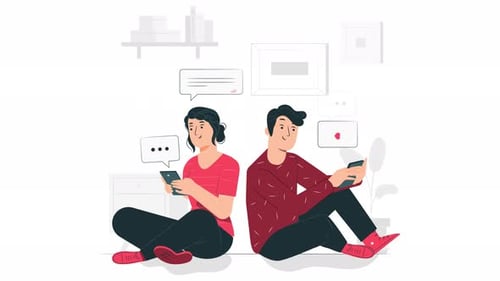 Animated Flat Design Illustration of Online Communication
