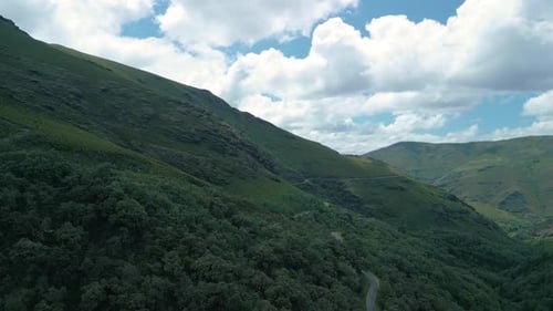 Green Hills And Mountains In Seceda, Folgoso do Courel, Spain - Aerial Drone Shot