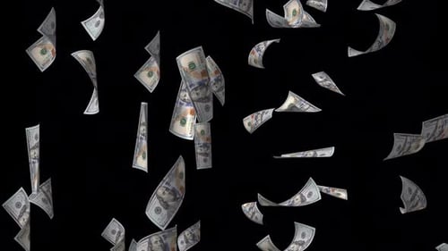 Realistic Falling One Hundred Dollar Bills Animation