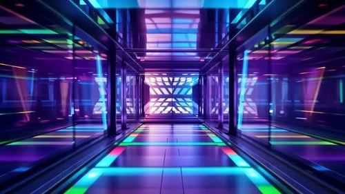 Futuristic Neon Corridor SciFi Hallway Background