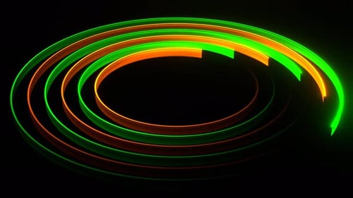 Green And Orange Seamless Neon Ellipses Background Vj Loop In 4K