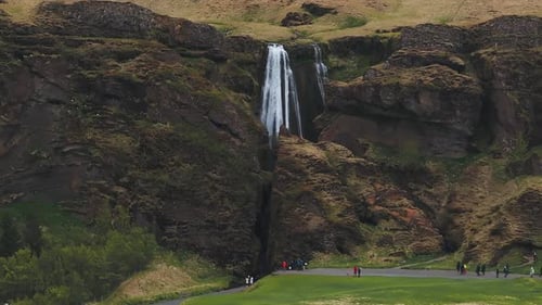 Fantastic Seljalandsfoss Waterfall in Iceland During Sunny Day