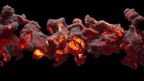 Slow motion 3D animation of an explosion. The file contains an Alpha Channel.