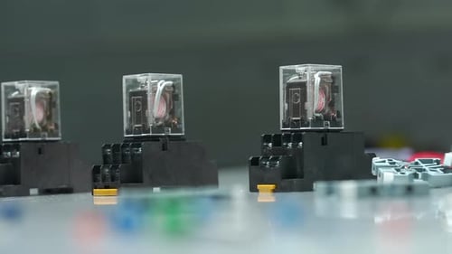 Electrical Relays and Components on Workbench