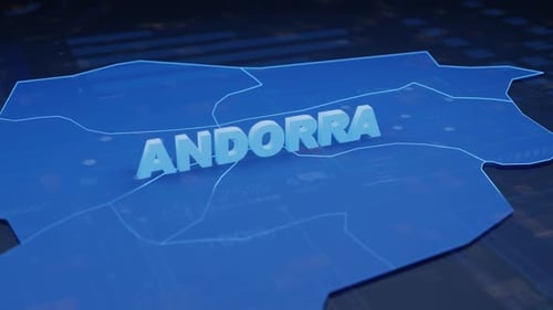 Futuristic Holographic Andorra Map Data Reveal