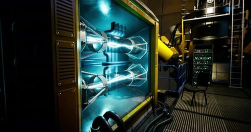 Animated Futuristic Energy Generator in a Sci-Fi Lab