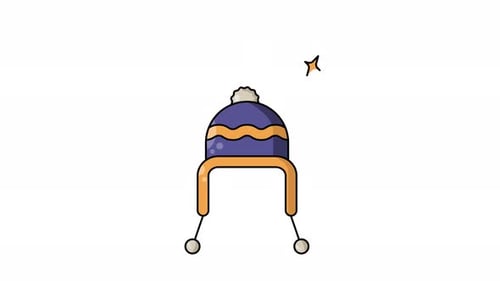 Animated Winter Hat Icon with Pom-Pom and Ear Flaps