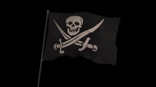 Realistic Waving Pirate Flag with Alpha Channel