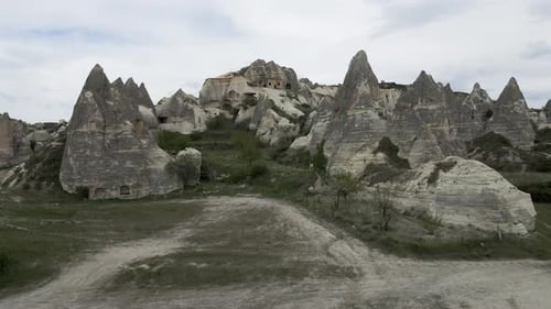 Aerial view of Goreme Valley, Cappadocia, Nevsehir, Turkey.