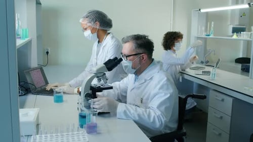 Scientists Working Diligently in a Modern Laboratory