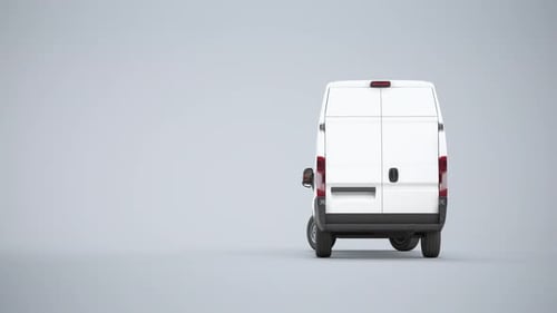White Delivery Van Animation with Boxes for Logistics