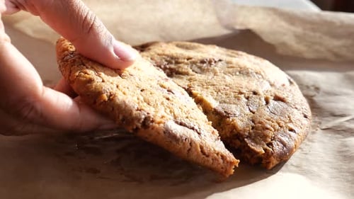 Delicious Chocolate Chip Cookie with a Piece Removed