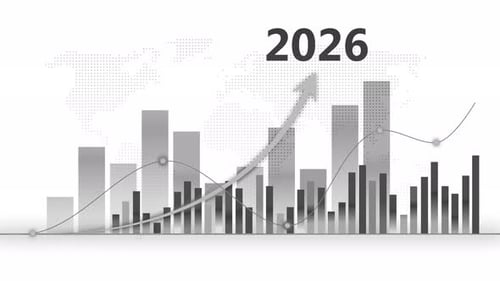 2026 Financial Business Growth Chart with Upward Arrow Animation on White Background