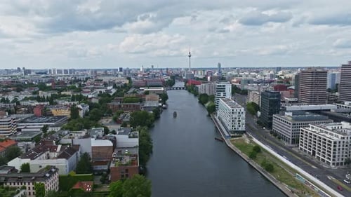 Aerial view of spree river , Berlin , Germany