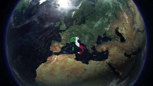 Satellite View Of The Italy Realistic Earth Rotation