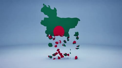 Geometric Bangladesh Map Assembles and Reveals Animation