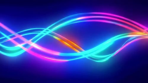Abstract Flowing Neon Light Waves Background