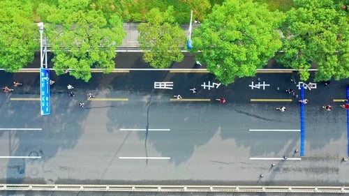 Urban Marathon runners on the street. Marathon running race