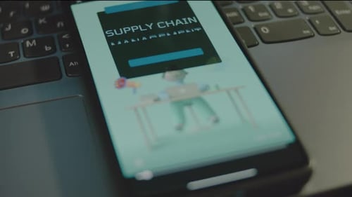 Smartphone displaying 3D Supply Chain Management Animation
