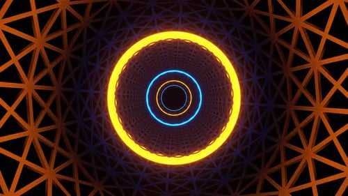 Orange And Blue Neon Light Grate Tunnel Background Vj Loop In 4K