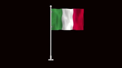 Waving Italian Flag Realistic Animation