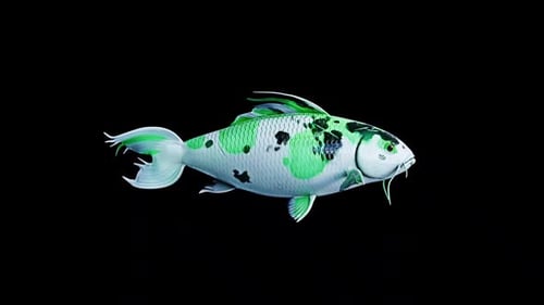 Green Koi Fish Swimming