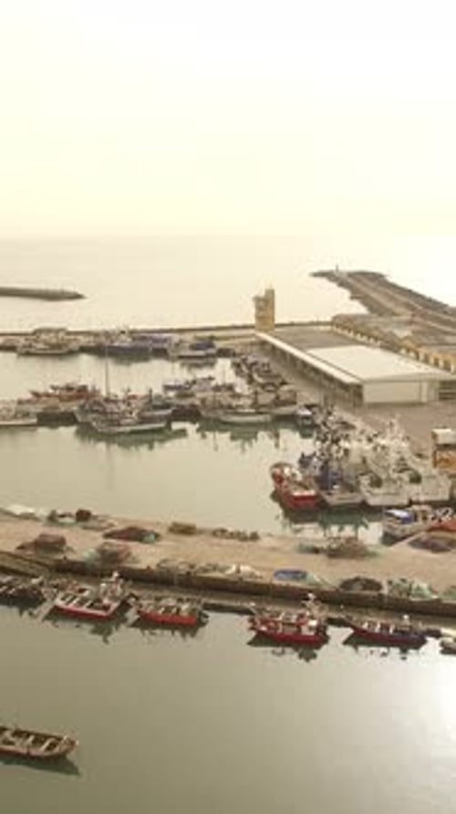 Vidéo verticale d'une jetée avec des bateaux